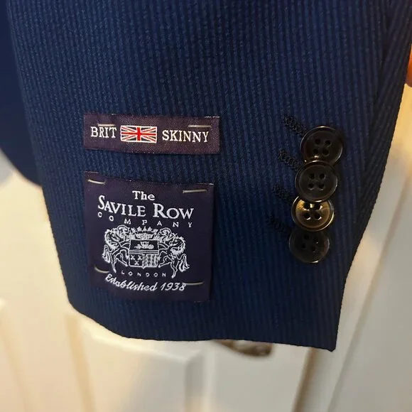 The Savile Row Suit. Size 42L. New with Tags. Brilliant Blue.